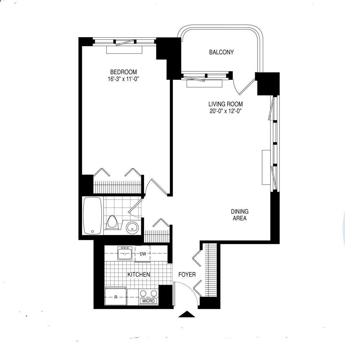 One Bedroom with Park View in Luxury Building in West Midtown Rental NYC Real Estate Brokerage